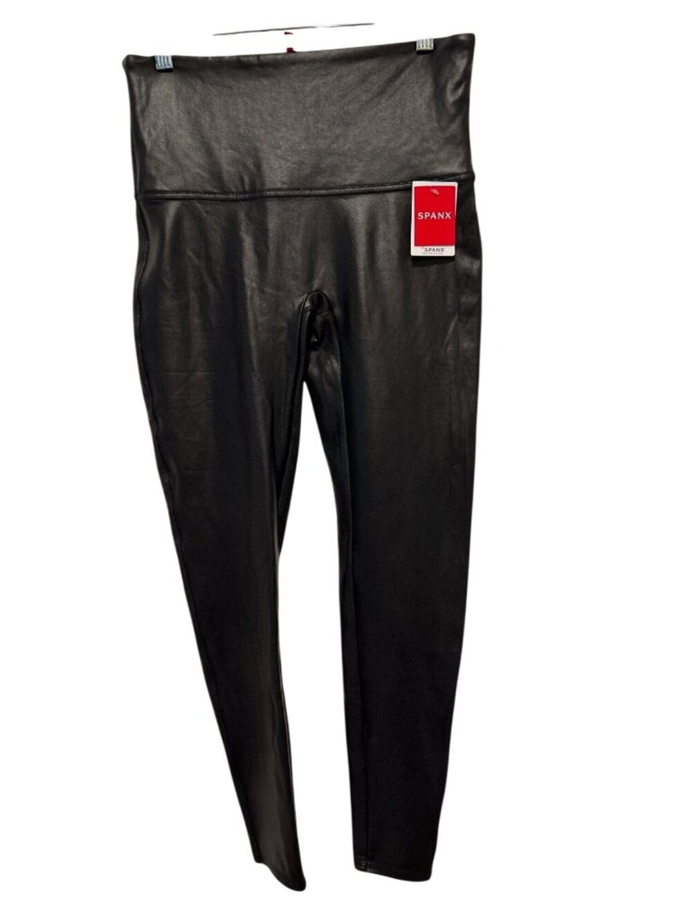 NEW Spanx Faux Black Leather Leggings Women's XL High-Waisted Shapewear Stretch